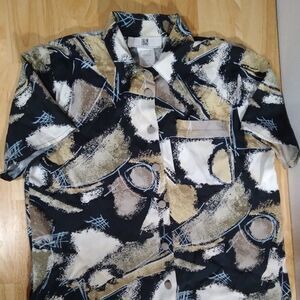 Vintage PS Illustrations Abstract Polyester Disco Shirt